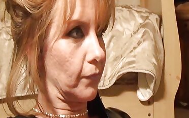 Mature lesbians have hot sex with pussy ribbons and a great strep on dildo